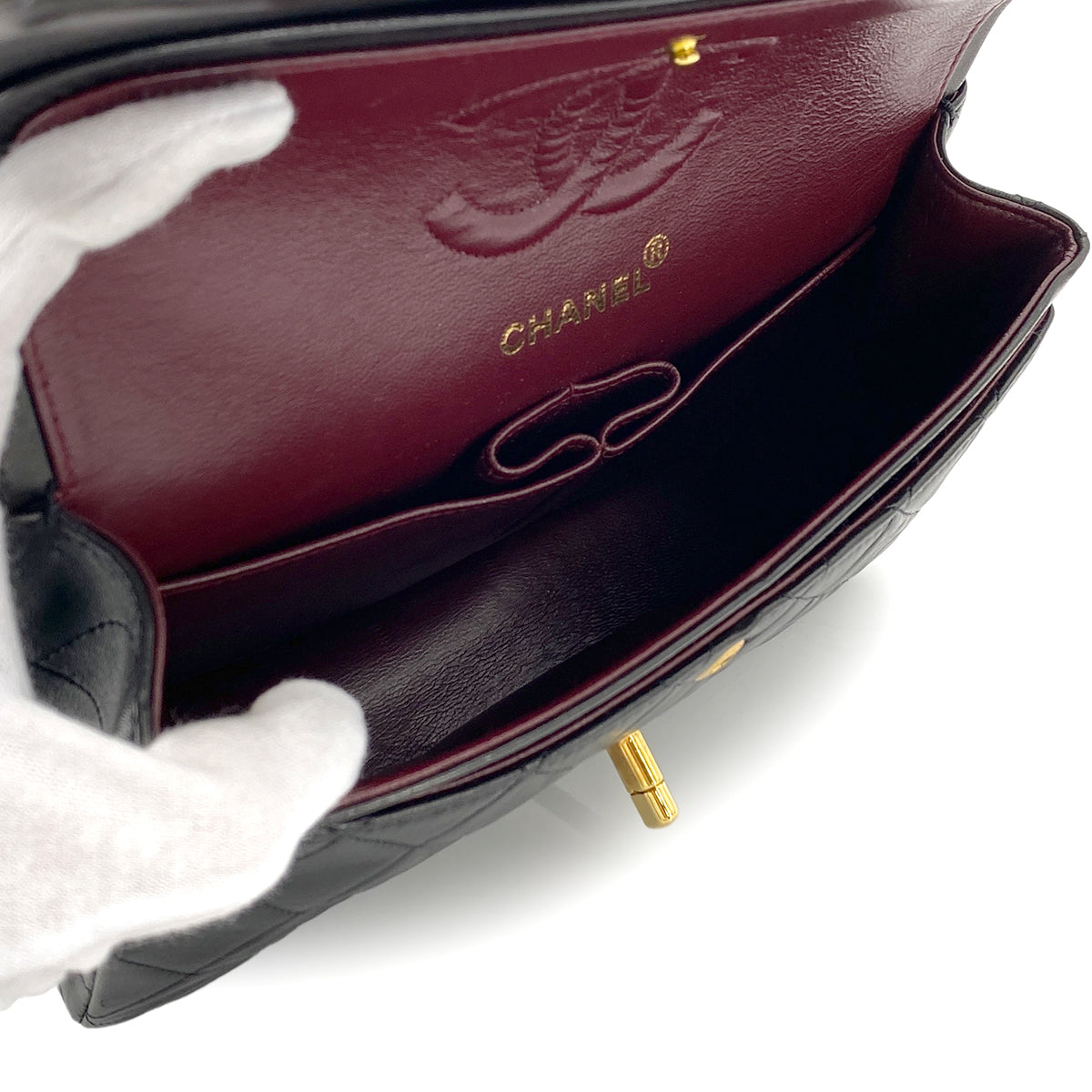 CHANEL VINTAGE CLASSIC FLAP SMALL CHAIN SHOULDER BAG BLACK LAMB SKIN 90273082