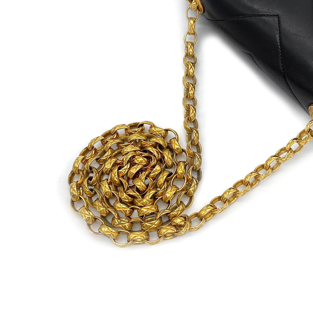 CHANEL VINTAGE CHEVRON BIJOU CHAIN SHOULDER BAG BLACK LAMB SKIN 90273084