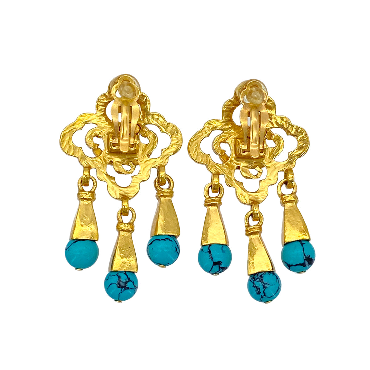 CHANEL VINTAGE EARRINGS COCOMARK TURQUOISE ACCESSORY 97P 90273374