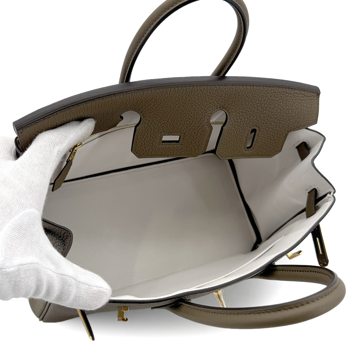 HERMES BIRKIN 25 VERSO TOUNDRA GRIS PERLE TOGO HAND BAG W GHW 90273375