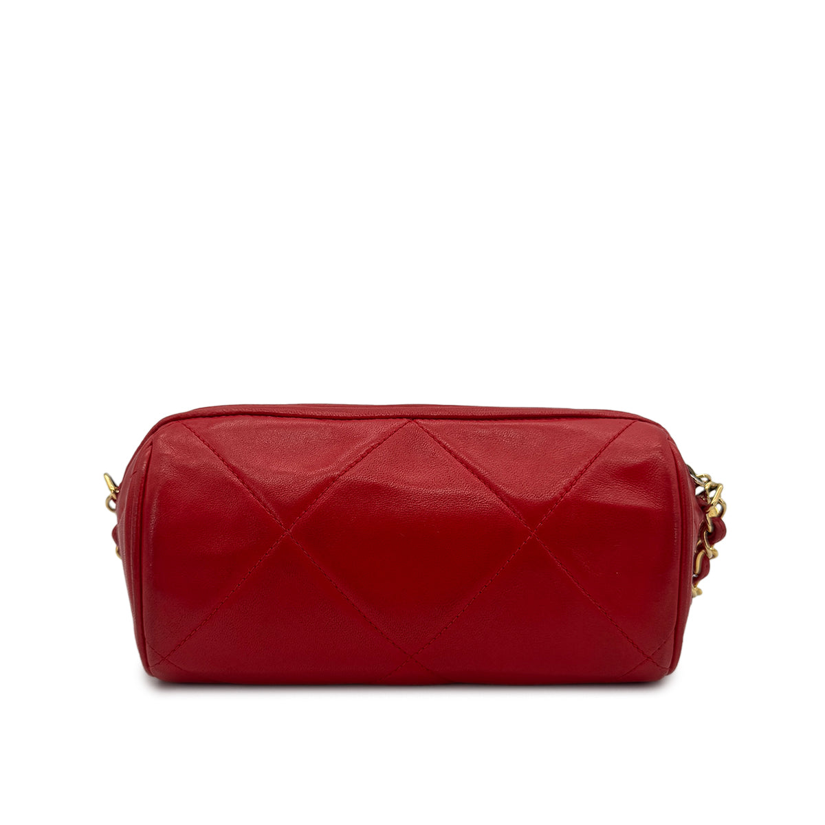 CHANEL VINTAGE FRINGE CHAIN SHOULDER BAG RED LAMB SKIN 90273377