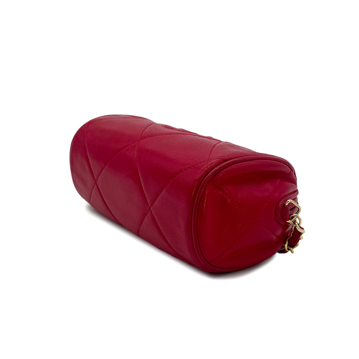 CHANEL VINTAGE FRINGE CHAIN SHOULDER BAG RED LAMB SKIN 90273377