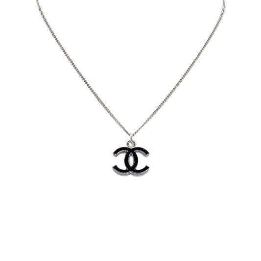 CHANEL NECKLACE COCOMARK BLACK SILVER ACCESSORY 04V 90273378