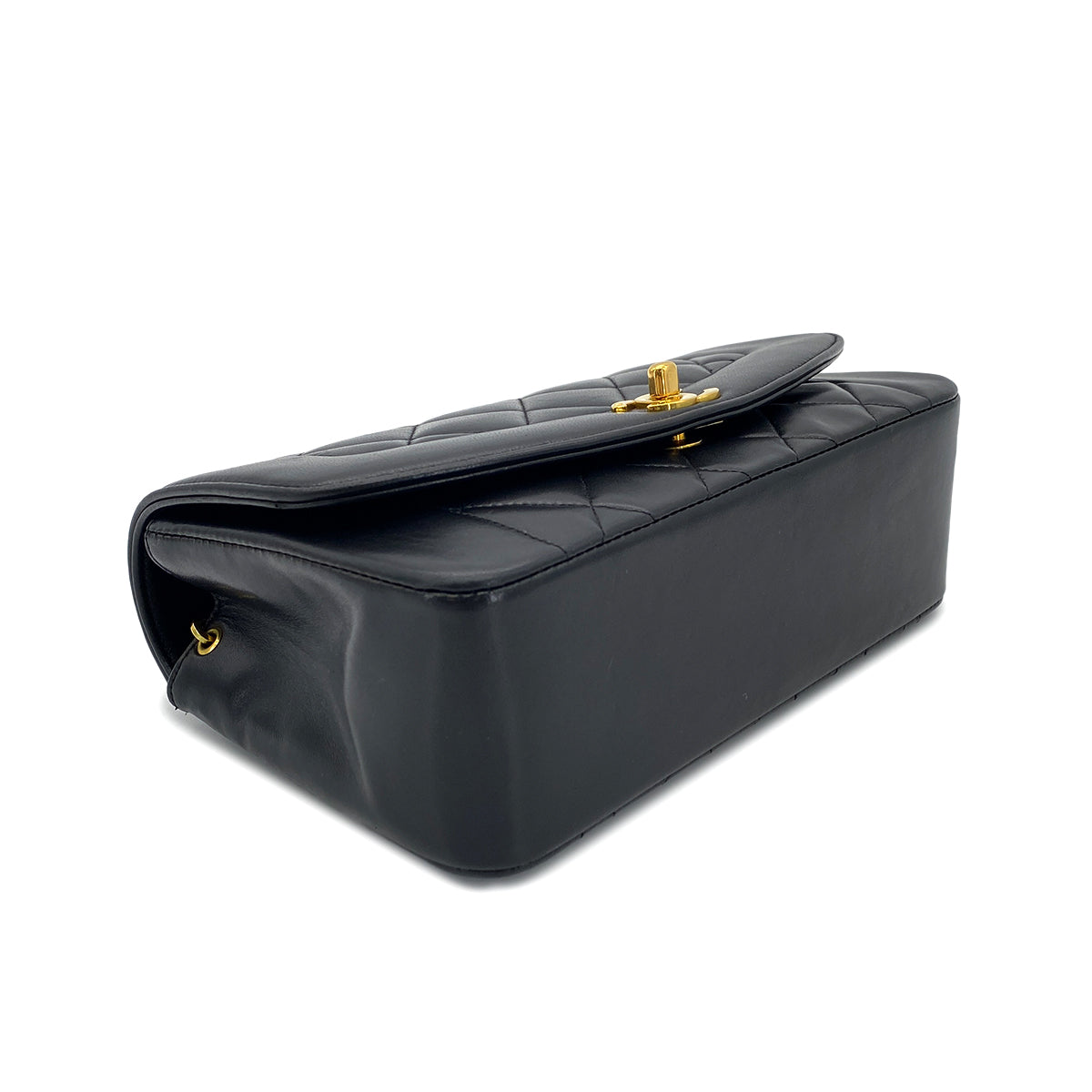 CHANEL VINTAGE DIANA SMALL CHAIN SHOULDER BAG BLACK LAMB SKIN 90273381