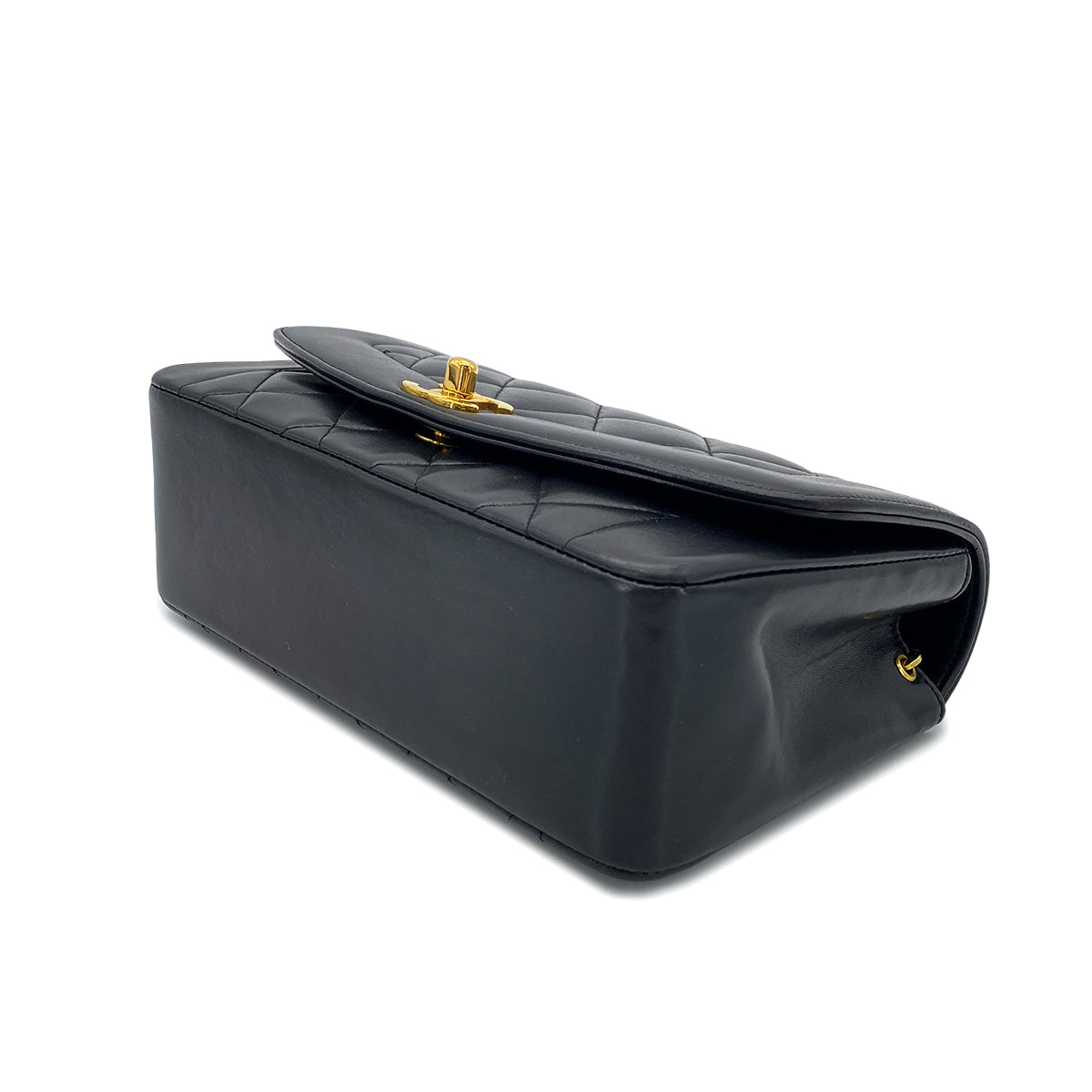 CHANEL VINTAGE DIANA SMALL CHAIN SHOULDER BAG BLACK LAMB SKIN 90273381