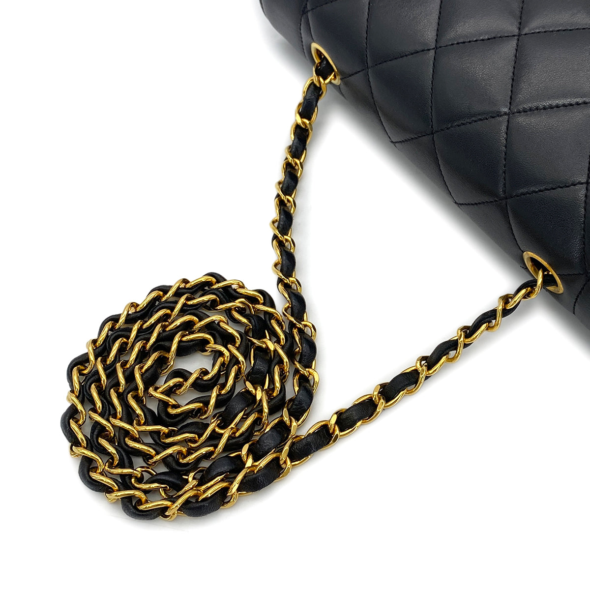 CHANEL VINTAGE DIANA SMALL CHAIN SHOULDER BAG BLACK LAMB SKIN 90273381