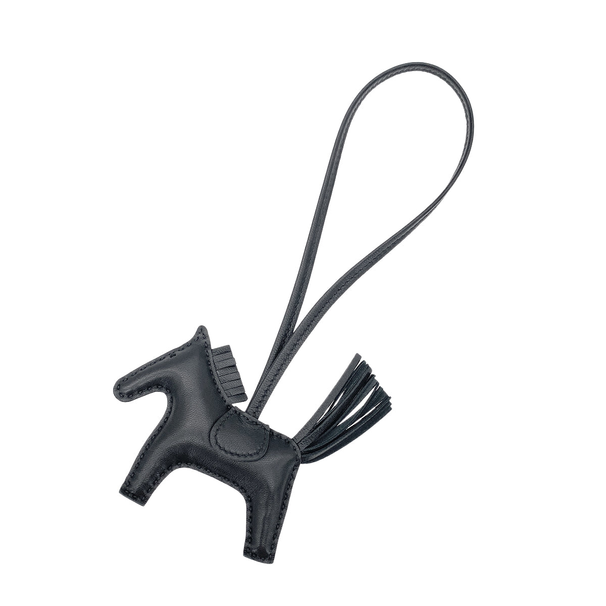 HERMES BAG CHARM RODEO PM SO BLACK AGNEAU MILO U 90273403