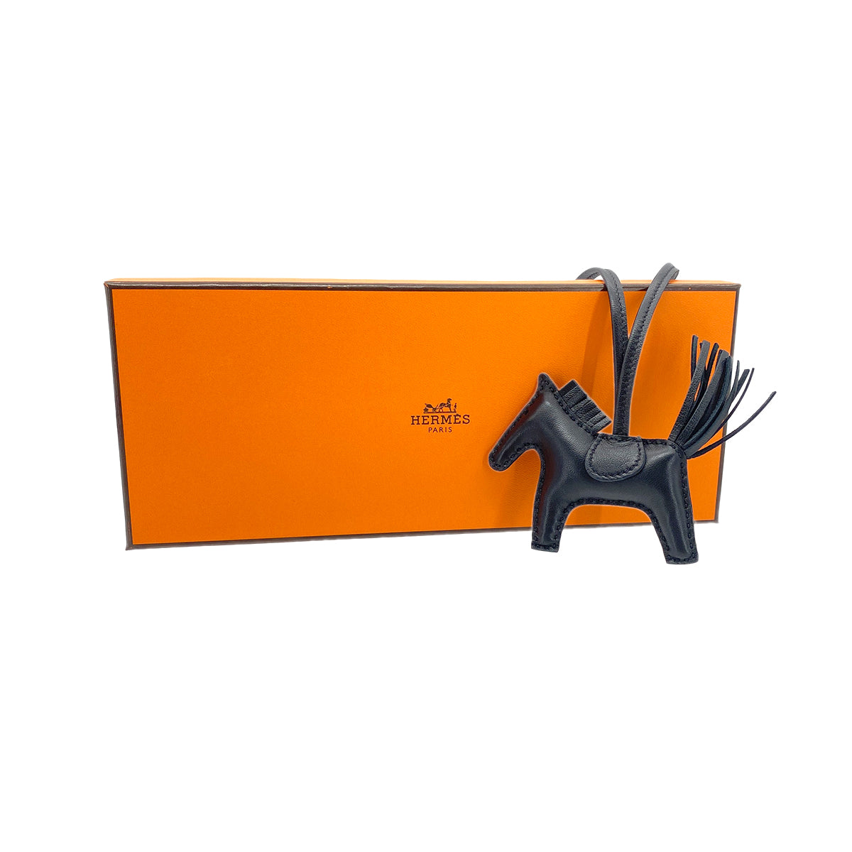 HERMES BAG CHARM RODEO PM SO BLACK AGNEAU MILO U 90273403