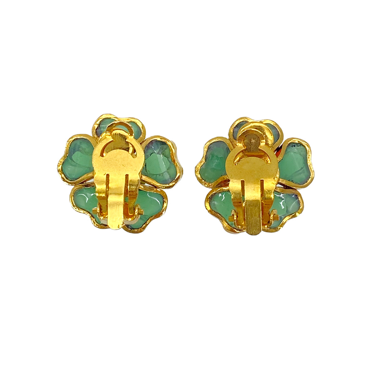 CHANEL VINTAGE EARRINGS STONE COCOMARK FLOWER ACCESSORY 97P 90273406