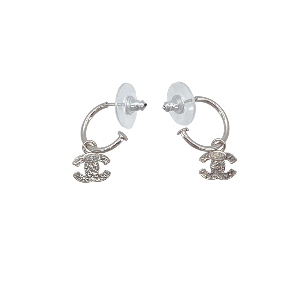 CHANEL EARRINGS COCOMARK BLACK SILVER ACCESSORY 04P 90273411