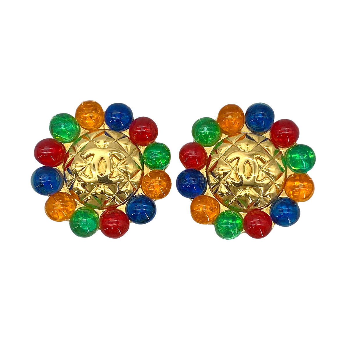 CHANEL VINTAGE EARRINGSCOCOMARK COLOR STONE ACCESSORY 25 90273413