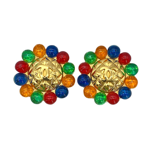 CHANEL VINTAGE EARRINGSCOCOMARK COLOR STONE ACCESSORY 25 90273413
