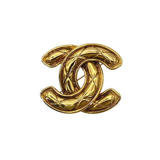 CHANEL VINTAGE MATELASSE COCOMARK BROOCH GOLD ACCESSORY 90273415