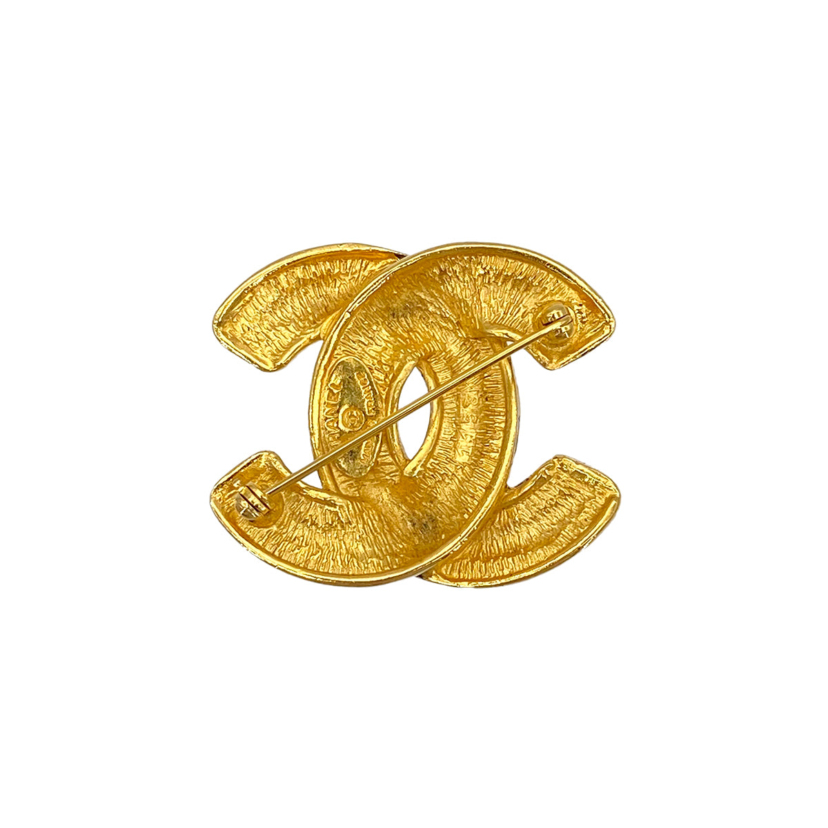CHANEL VINTAGE MATELASSE COCOMARK BROOCH GOLD ACCESSORY 90273416