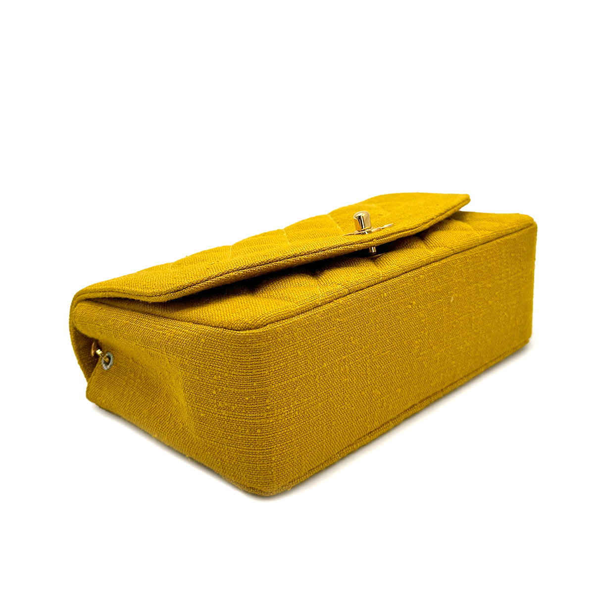 CHANEL VINTAGE DIANA SMALL CHAIN SHOULDER BAG YELLOW LINEN 90273870