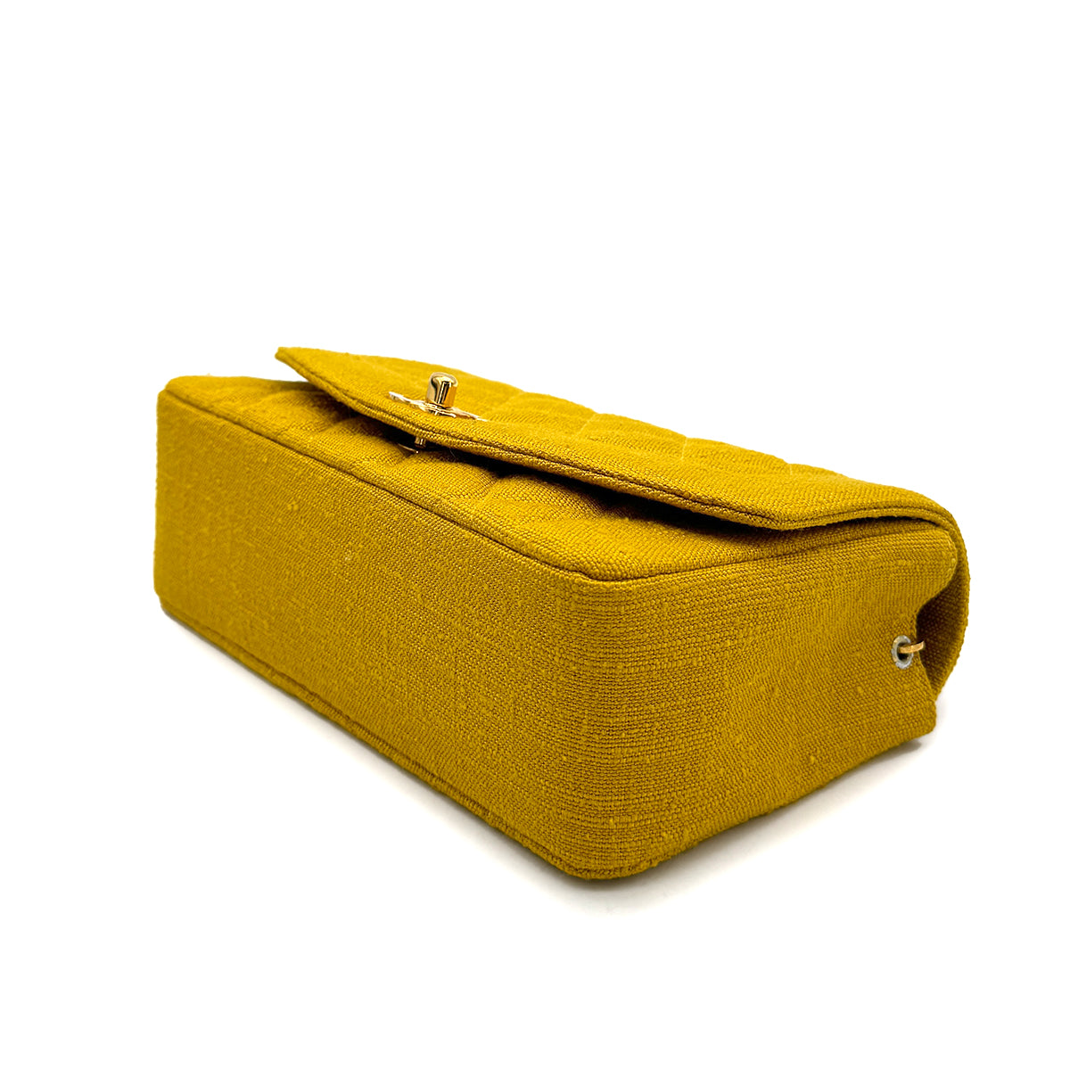 CHANEL VINTAGE DIANA SMALL CHAIN SHOULDER BAG YELLOW LINEN 90273870