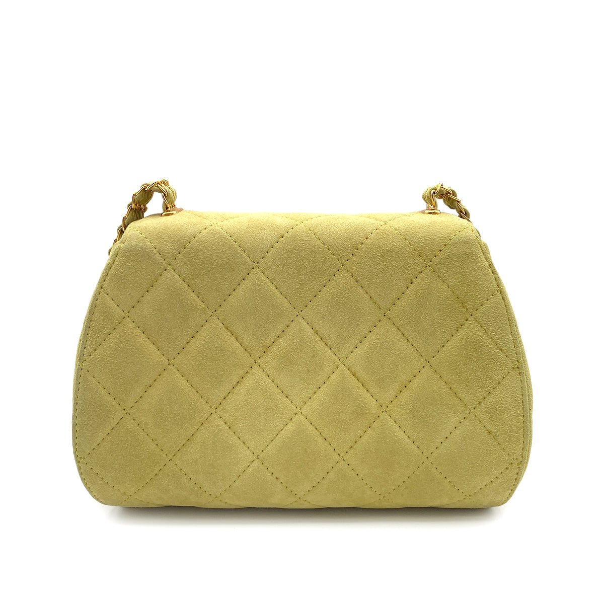 CHANEL VINTAGE MATELASSE CHAIN SHOULDER BAG LIME SUEDE 90273871
