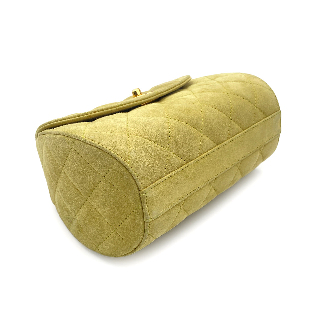 CHANEL VINTAGE MATELASSE CHAIN SHOULDER BAG LIME SUEDE 90273871