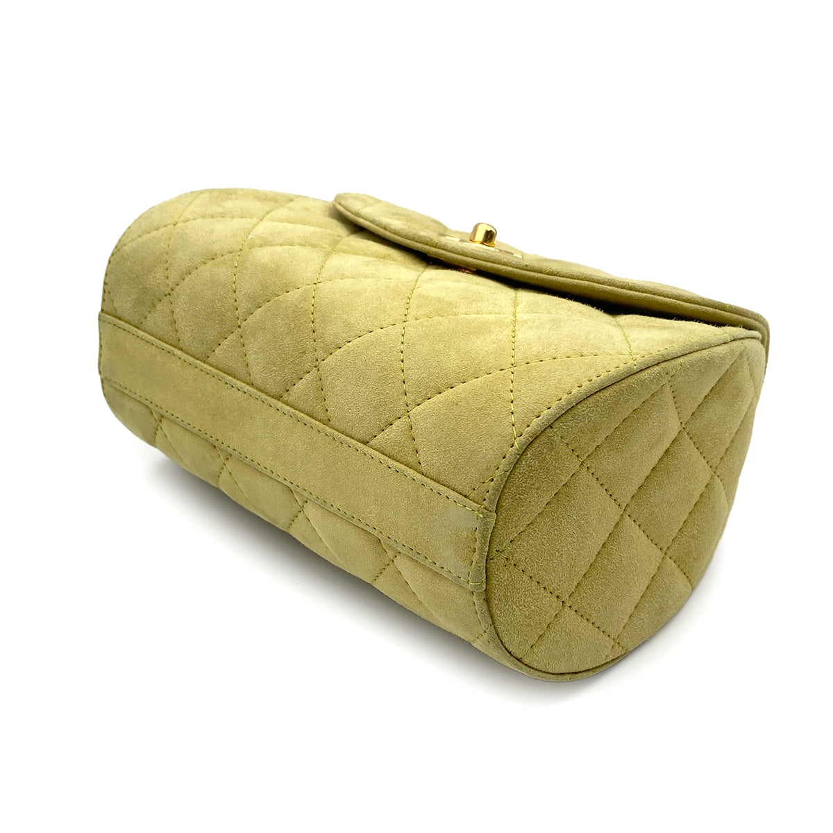 CHANEL VINTAGE MATELASSE CHAIN SHOULDER BAG LIME SUEDE 90273871