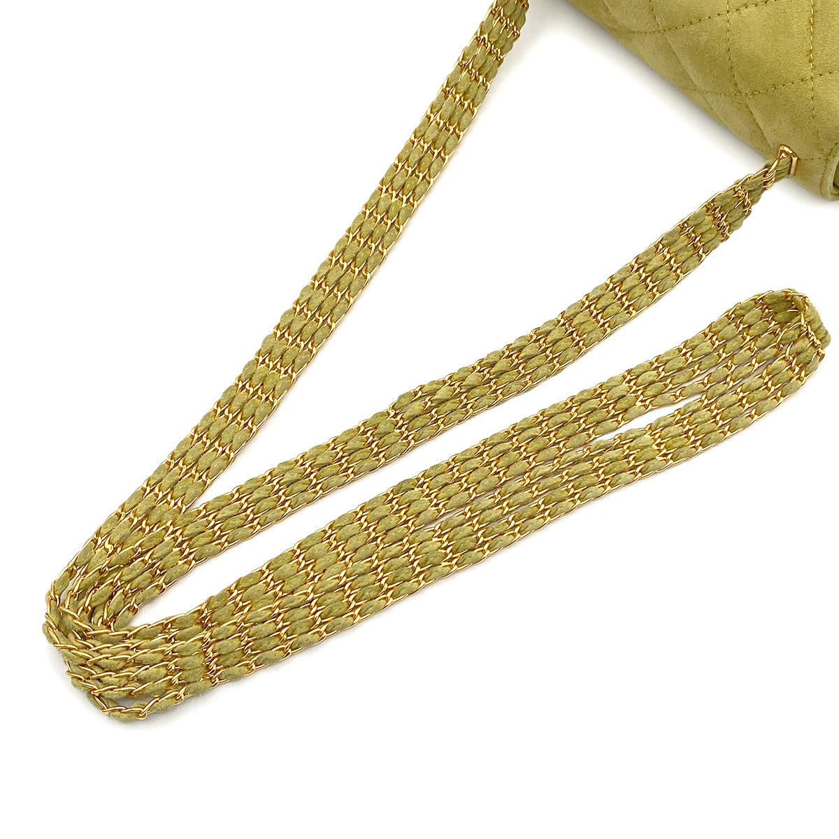 CHANEL VINTAGE MATELASSE CHAIN SHOULDER BAG LIME SUEDE 90273871