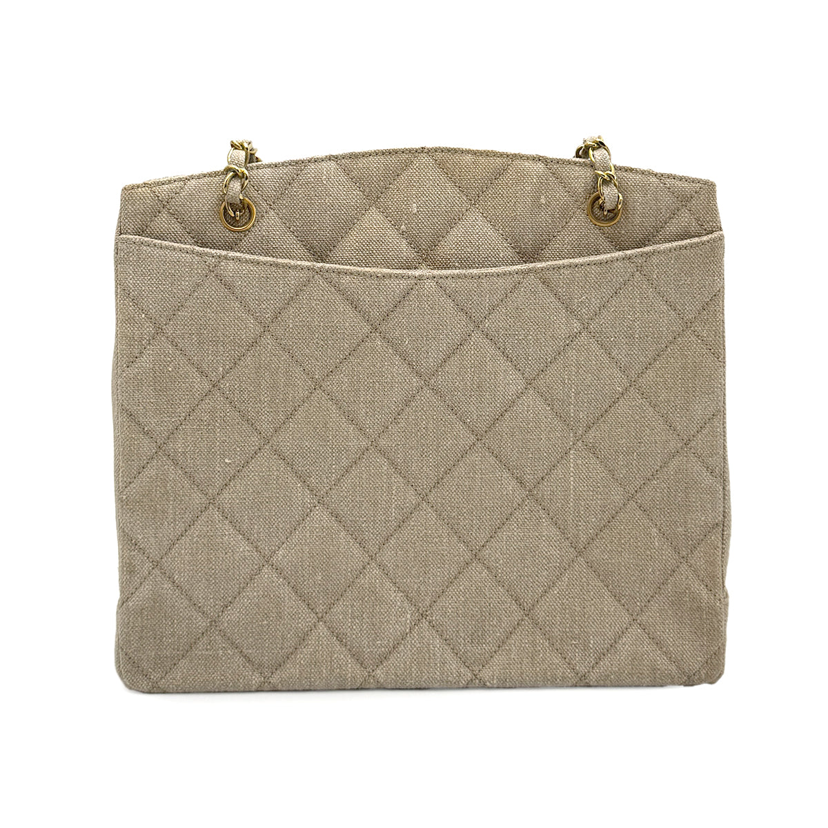 CHANEL VINTAGE COCOMARK CHAIN SHOULDER BAG BEIGE LINEN 90273873