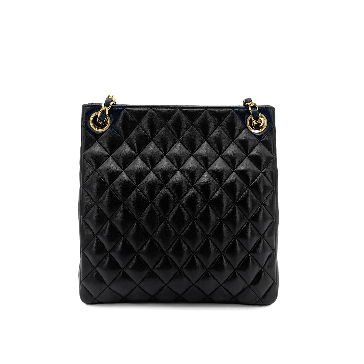 CHANEL VINTAGE MATELASSE SHOULDER BAG BLACK LAMB SKIN 90273875