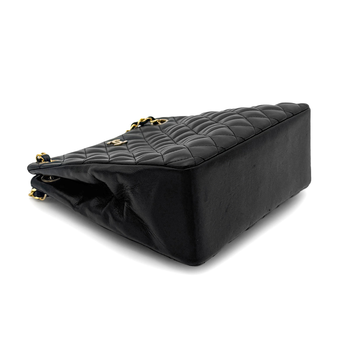 CHANEL VINTAGE MATELASSE SHOULDER BAG BLACK LAMB SKIN 90273875