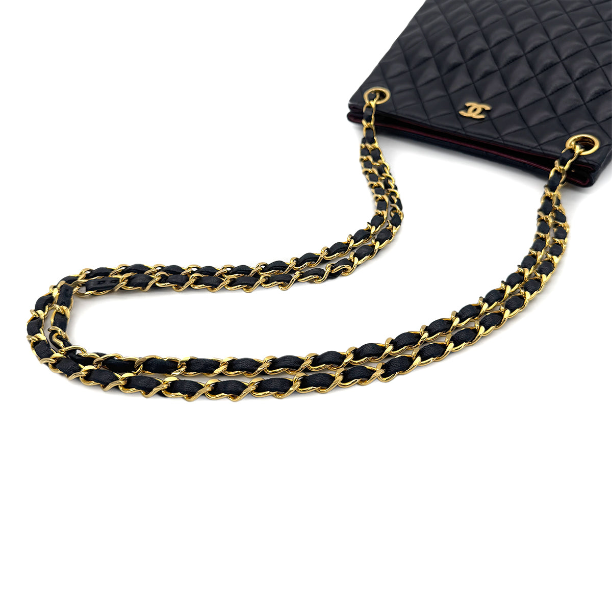 CHANEL VINTAGE MATELASSE SHOULDER BAG BLACK LAMB SKIN 90273875