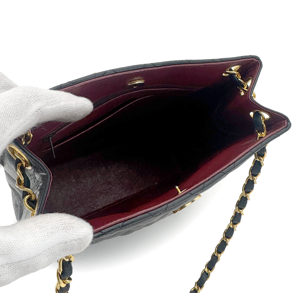 CHANEL VINTAGE MATELASSE SHOULDER BAG BLACK LAMB SKIN 90273875