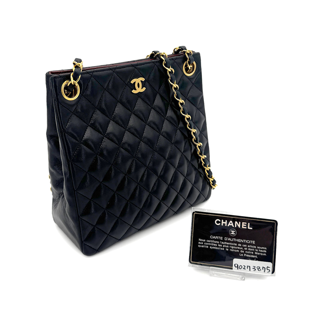 CHANEL VINTAGE MATELASSE SHOULDER BAG BLACK LAMB SKIN 90273875