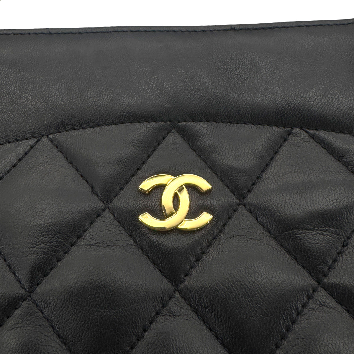 CHANEL VINTAGE MATELASSE HAND SHOULDER BAG BLACK LAMB SKIN 90273876