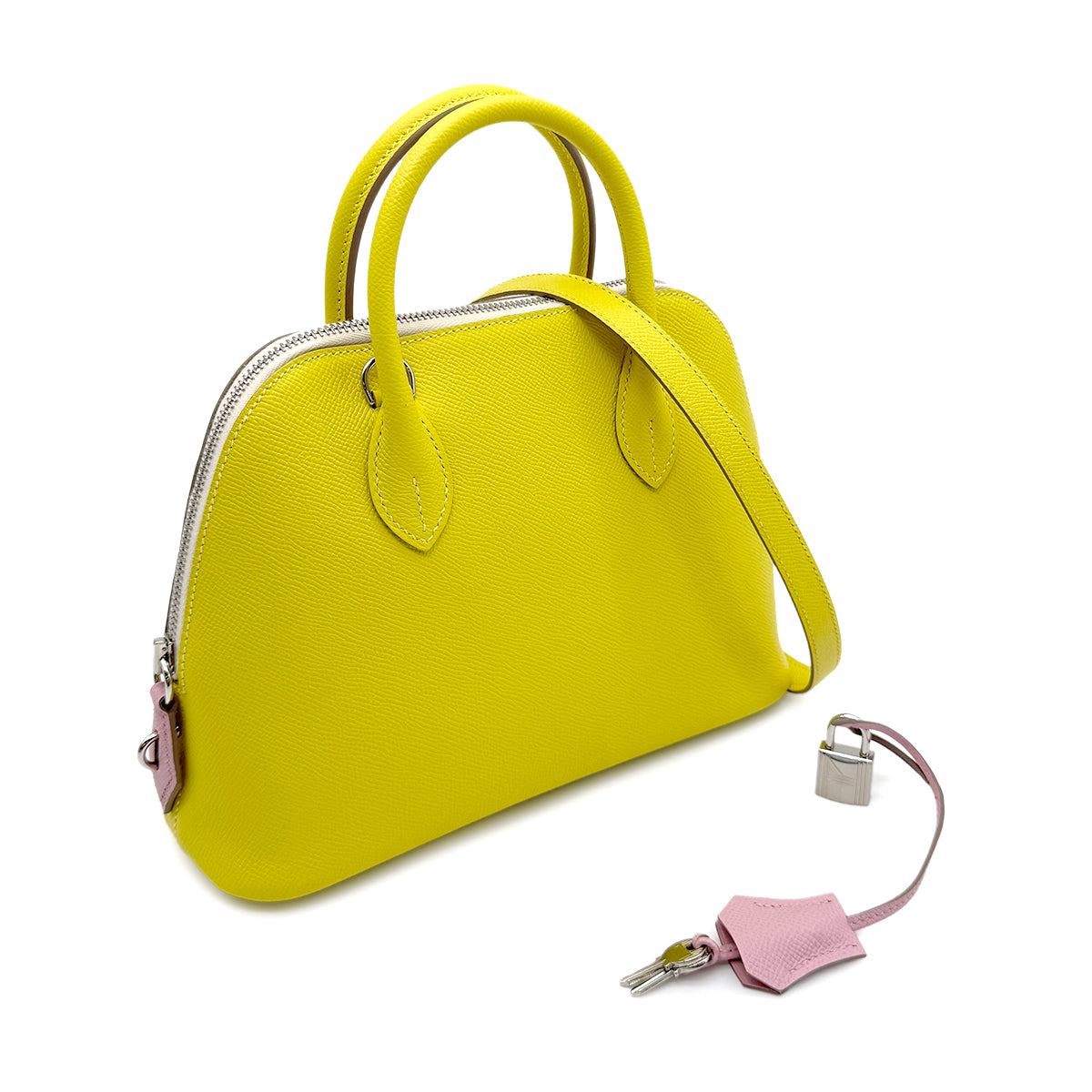 HERMES BOLIDE 1923 25 LIME MAUVE SYLVESTRE NATA EPSOM HAND SHOULDER BAG U 90273887