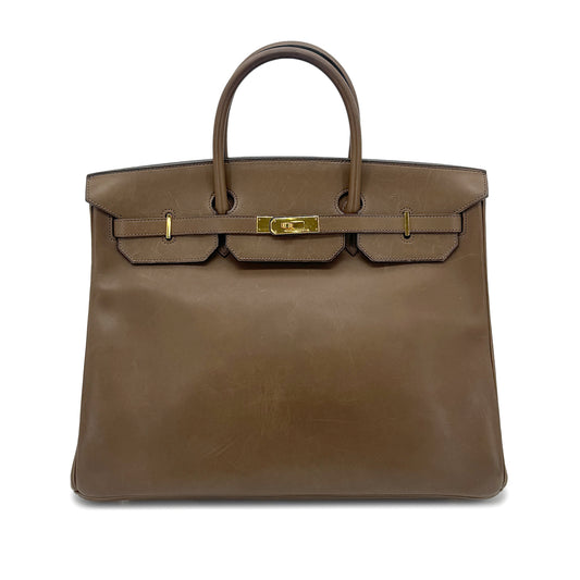 HERMES BIRKIN 40 OLIVE VEAU BARENIA HAND BAG □E GHW 90273888