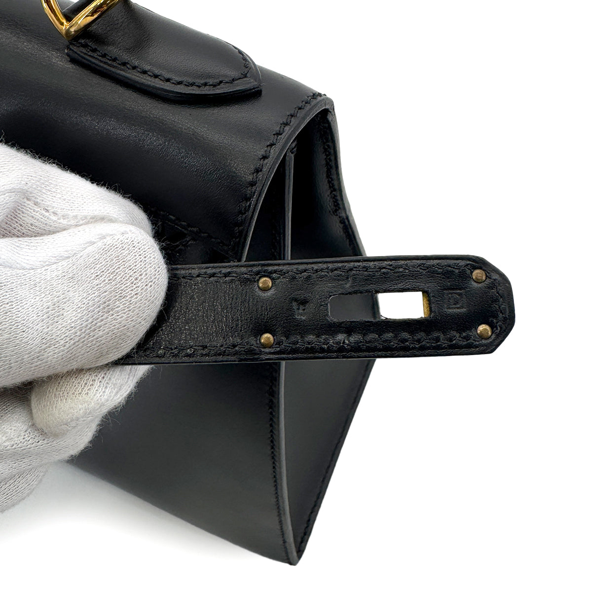 HERMES KELLY 28 SELLIER BLACK BOXCALF HAND SHOULDER BAG □D GHW 90273890