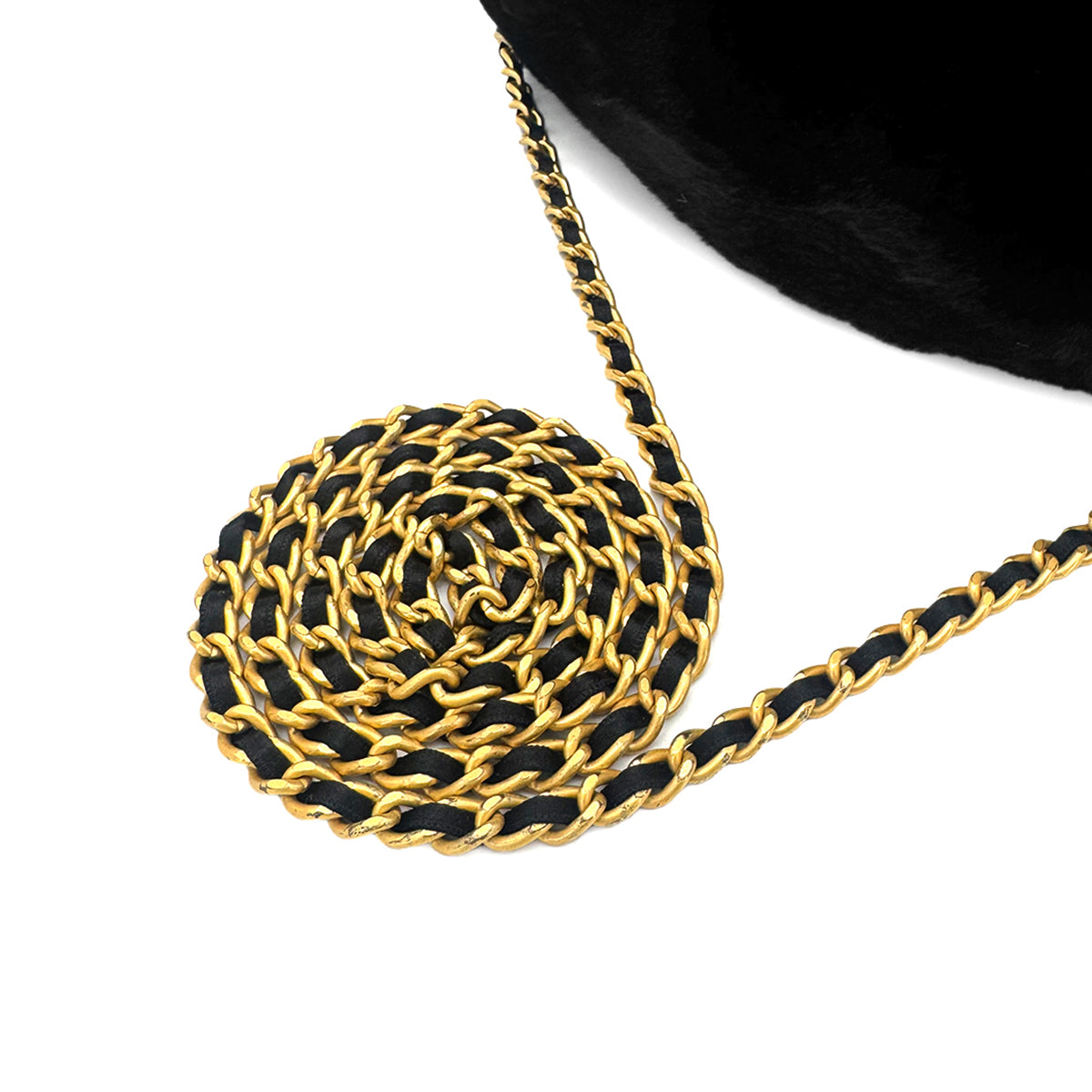 CHANEL VINTAGE COCOMARK ARM WARMER CHAIN SHOULDER BAG BLACK FUR 90273899