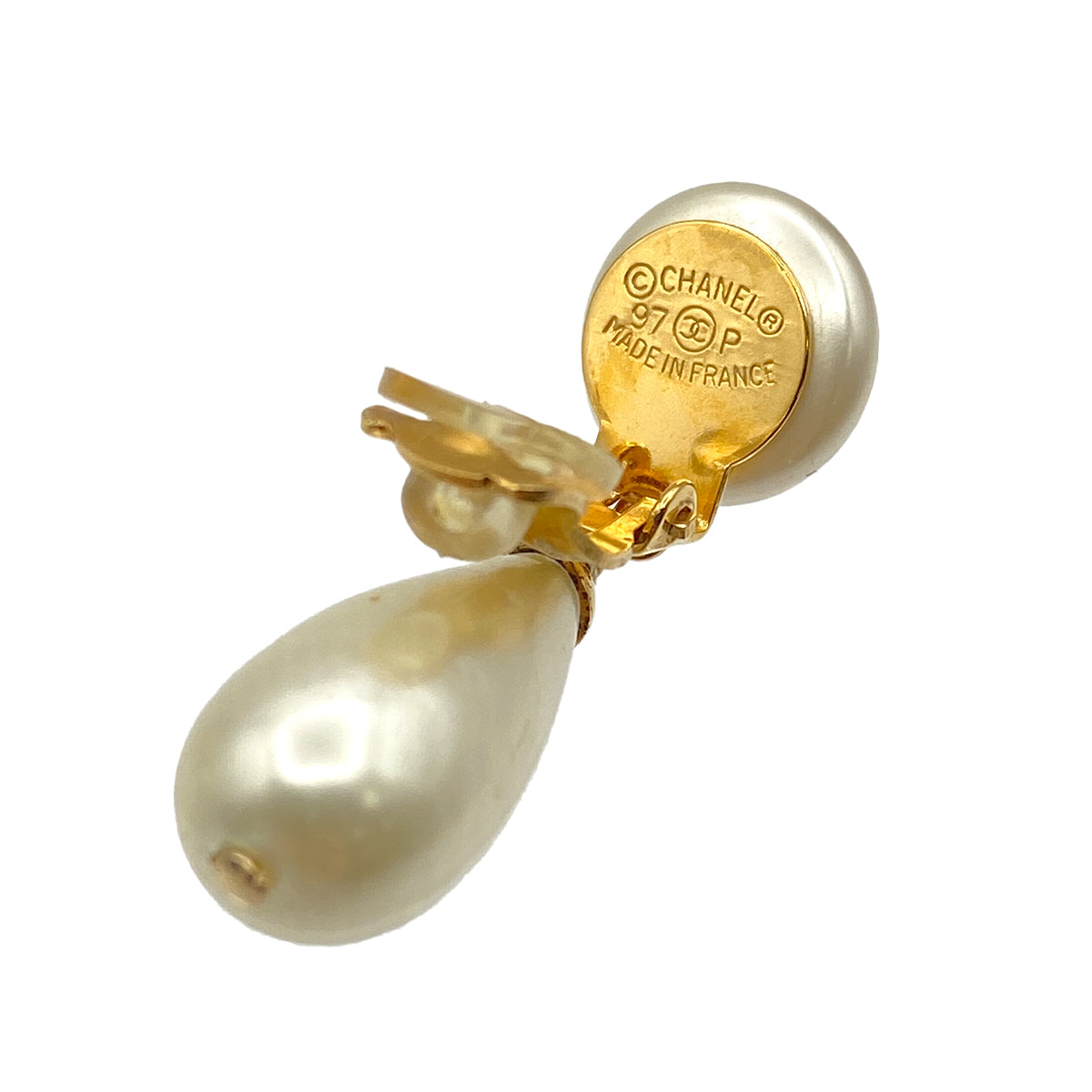 CHANEL VINTAGE EARRINGS COCOMARK FAUX PEARL ACCESSORY 97P 90273904