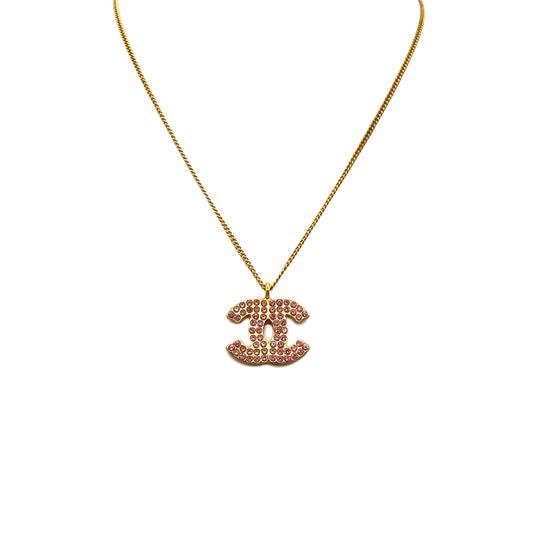CHANEL NECKLACE COCOMARK RHINESTONE PINK ACCESSORY 02P 90273922