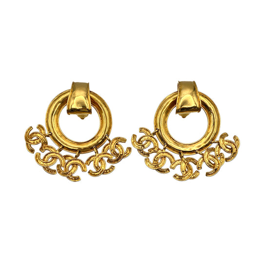 CHANEL VINTAGE EARRINGS HOOP COCOMARK ACCESSORY 94P 90273934