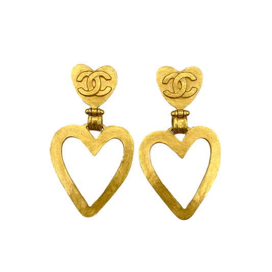 CHANEL VINTAGE EARRINGS HEART COCOMARK ACCESSORY 95P 90273935