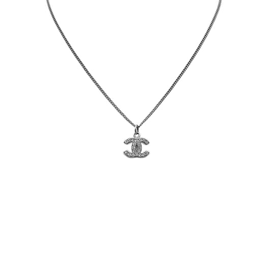 CHANEL NECKLACE COCOMARK RHINESTONE SILVER ACCESSORY 07V 90273938