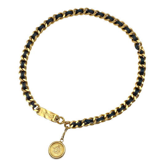 CHANEL VINTAGE CHAIN BELT LEATHER COCOMARK ACCESSORY 90273943