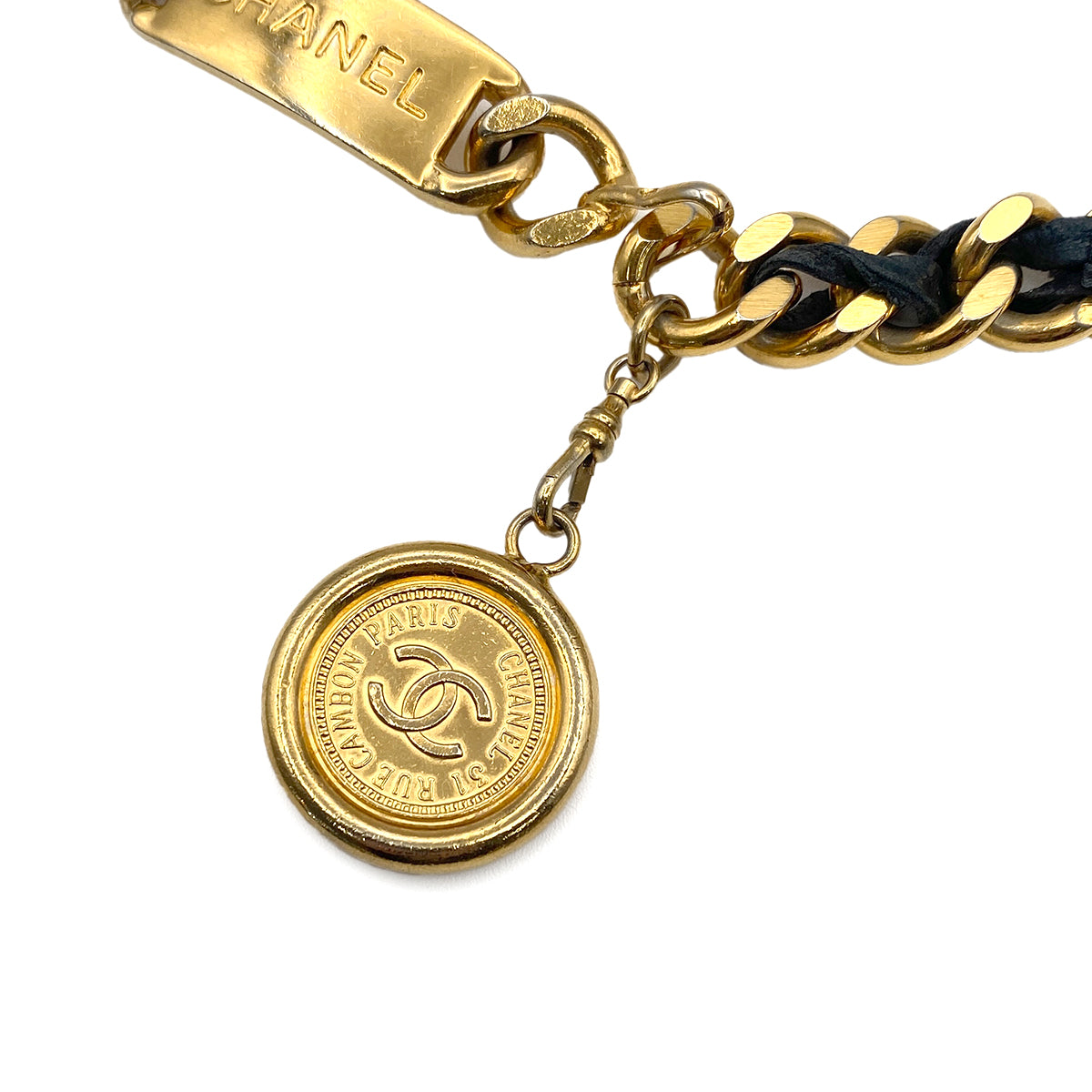 CHANEL VINTAGE CHAIN BELT LEATHER COCOMARK ACCESSORY 90273943