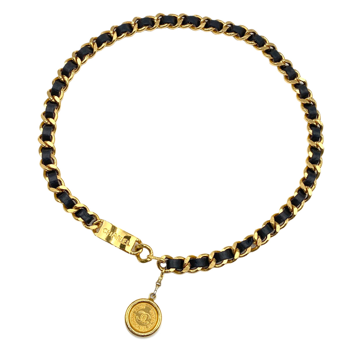 CHANEL VINTAGE CHAIN BELT LEATHER COCOMARK ACCESSORY 90273945