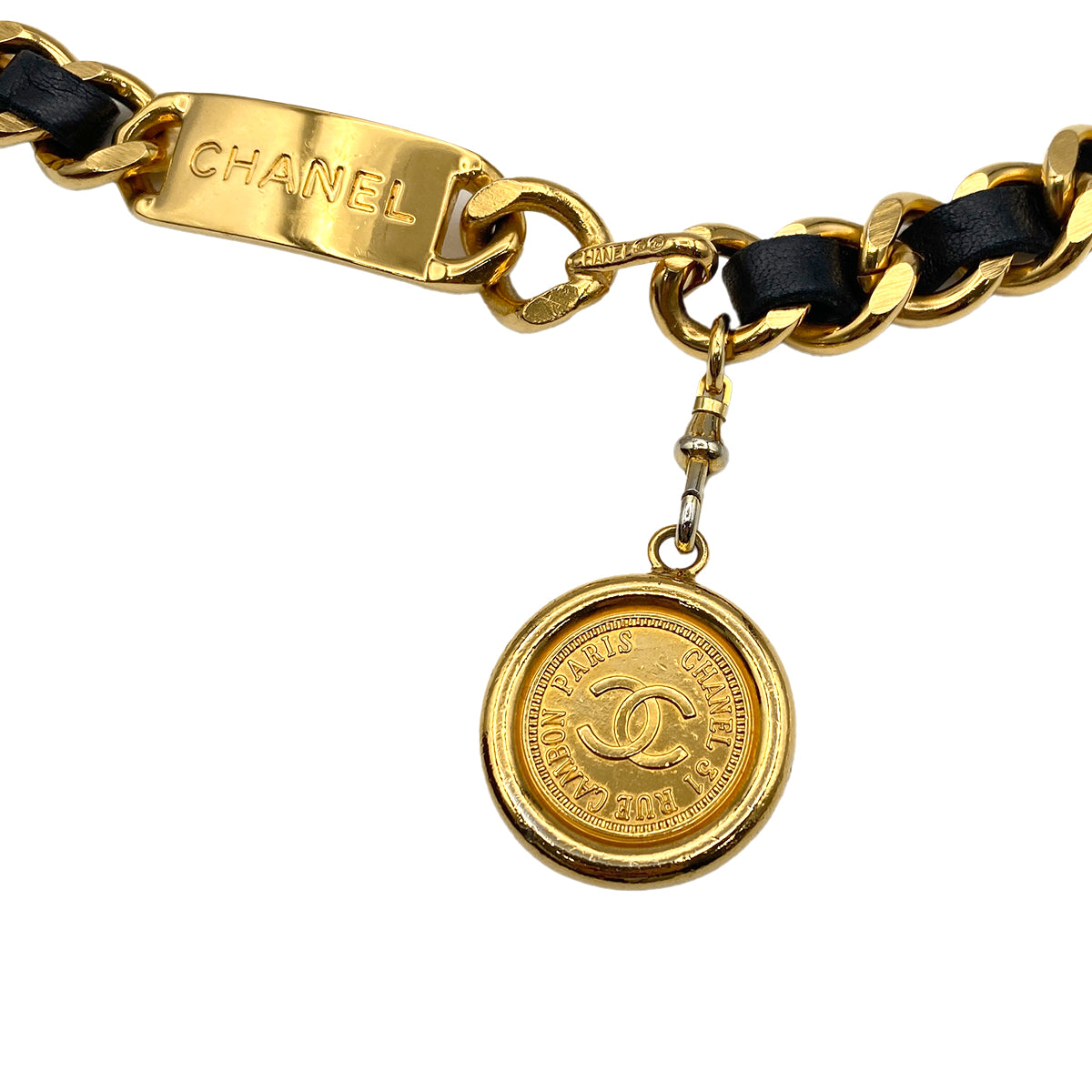 CHANEL VINTAGE CHAIN BELT LEATHER COCOMARK ACCESSORY 90273945