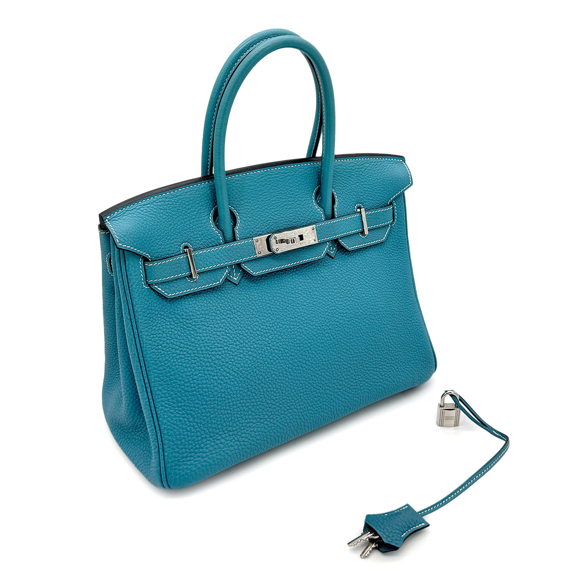 HERMES BIRKIN 30 BLUE JEAN TOGO HAND BAG ▢I SHW 90274039