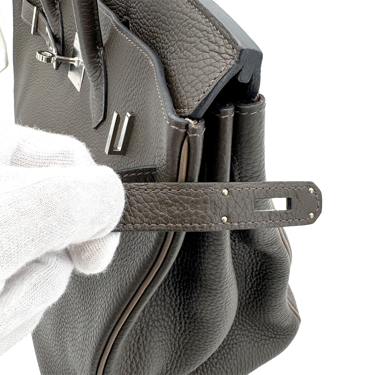 HERMES BIRKIN 35 SPO ETAIN ETOUPE TAURILLON CLEMENCE HAND BAG □Q SHW 90274040