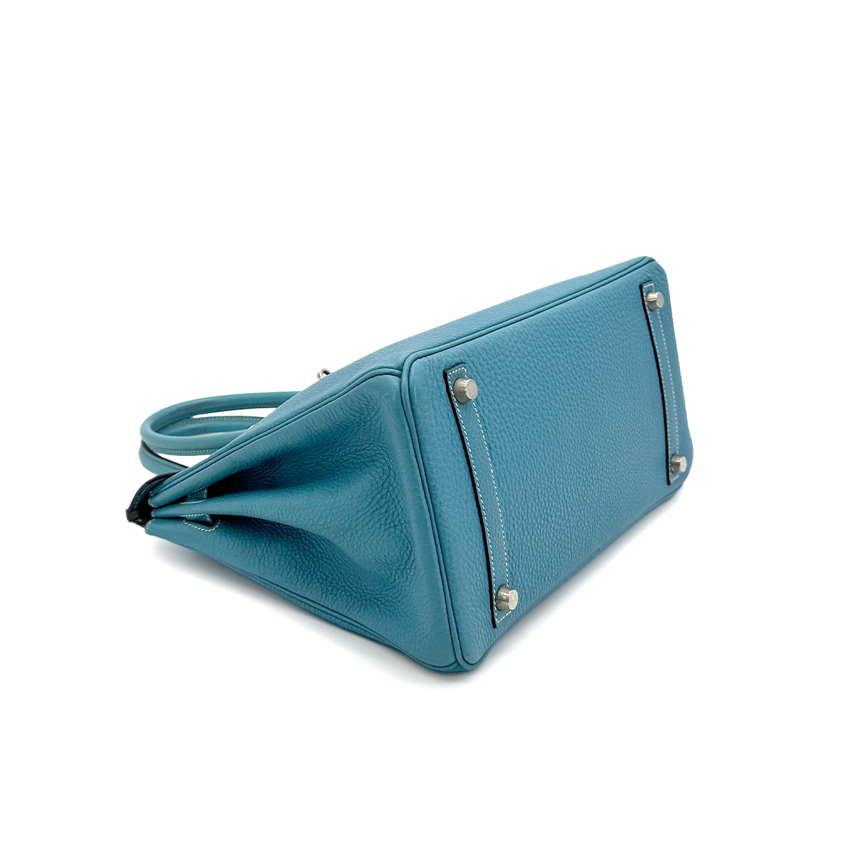 HERMES BIRKIN 30 BLUE JEAN TAURILLON CLEMENCE HAND BAG ▢E SHW 90274046