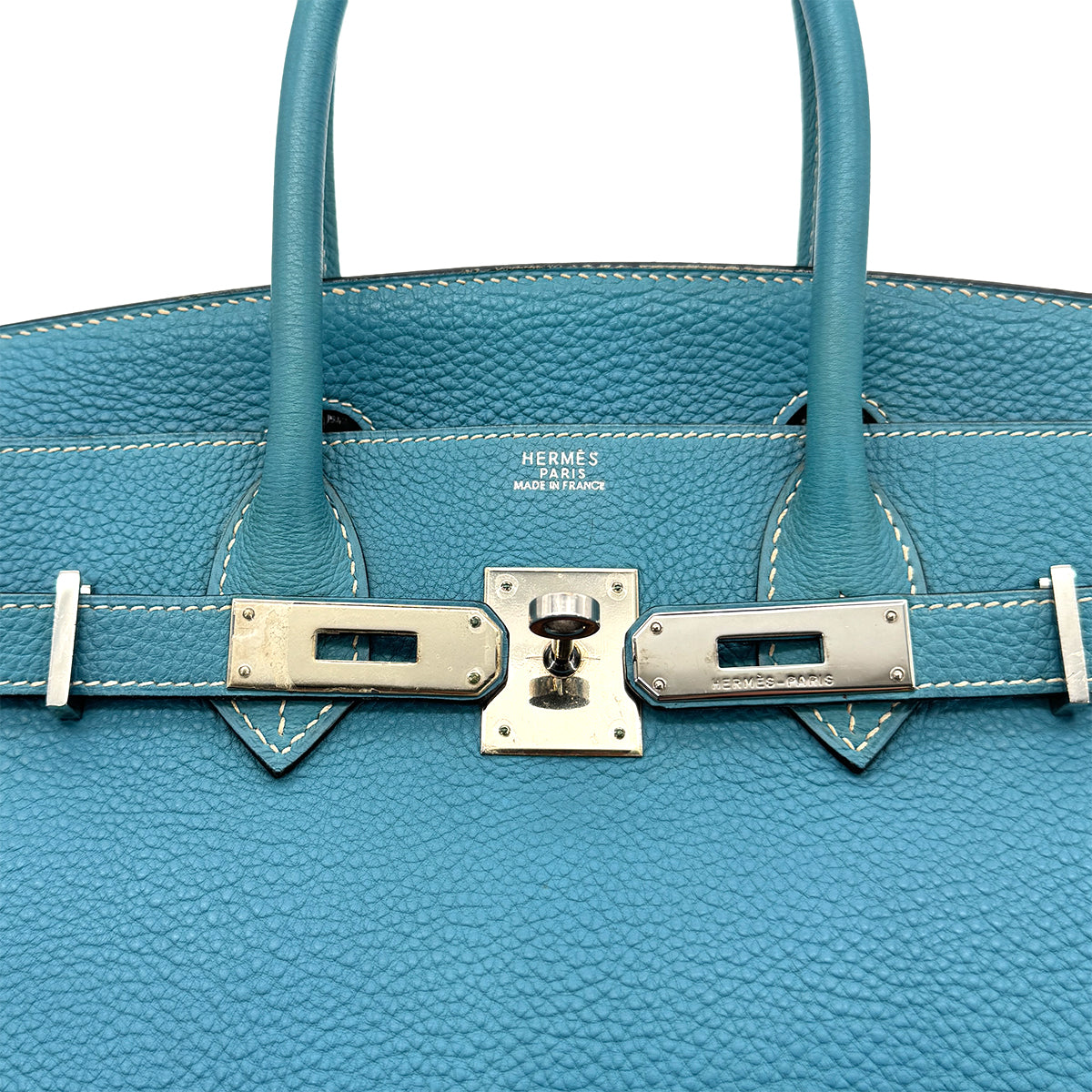 HERMES BIRKIN 30 BLUE JEAN TAURILLON CLEMENCE HAND BAG ▢E SHW 90274046