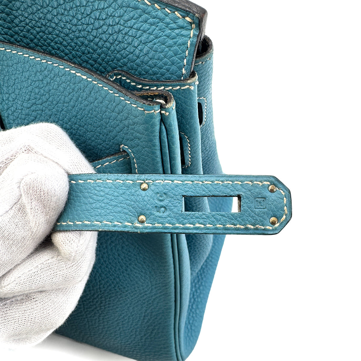 HERMES BIRKIN 30 BLUE JEAN TAURILLON CLEMENCE HAND BAG ▢E SHW 90274046