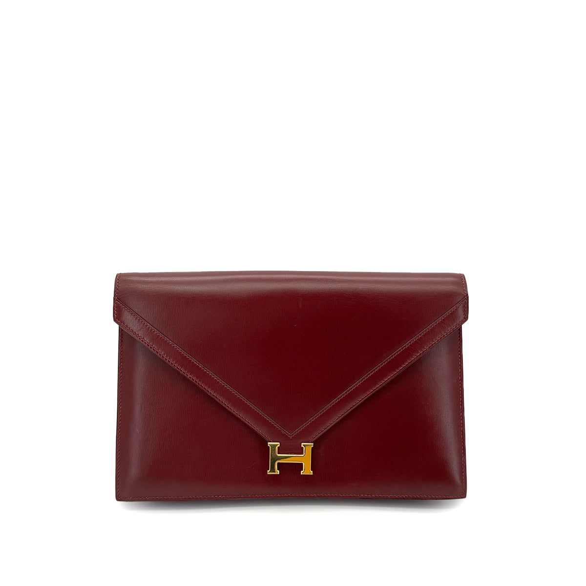 HERMES LYDIE ROUGE H CLUTCH SHOULDER BAG BOXCALF 〇I 90274050